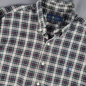 Ralph Lauren Plaid Button‎ Down Shirt Mens Large Green Red White